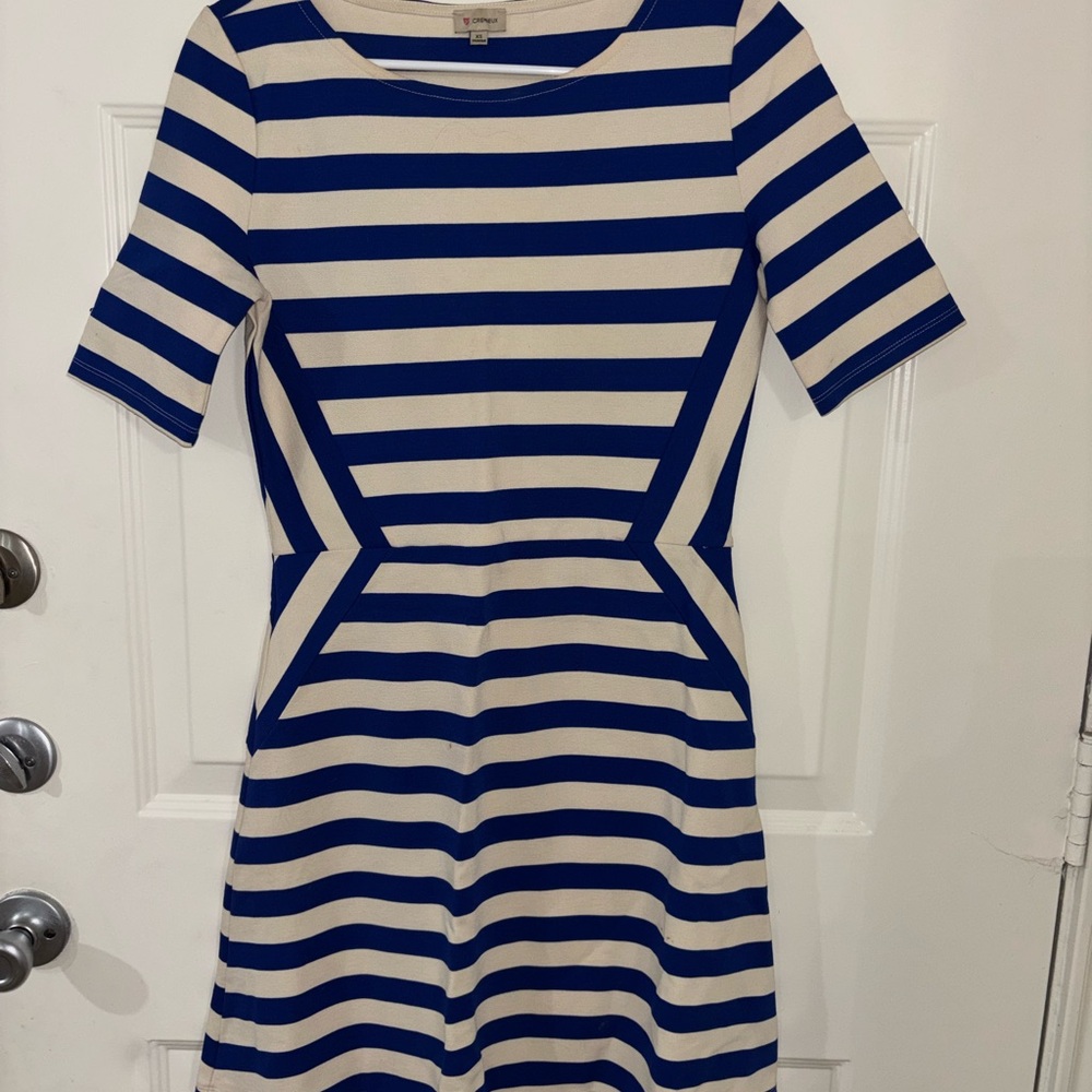 Daniel Cremieux Navy and White Striped Mini Dress